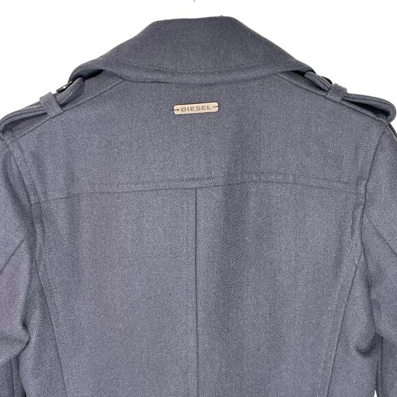 NWOT DIESEL Men’s Only the Brave Gray Wool Blend Double Breasted Coat - Picture 5 of 7